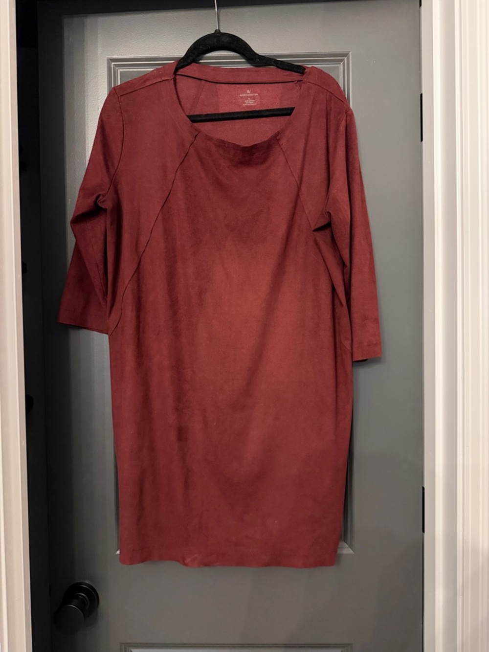Worthington Women's Faux-Suede Shift Dress in Burgundy